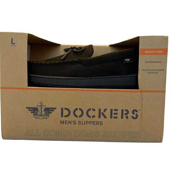 Dockers NIB Men’s Memory Foam Indoor Outdoor Outsole Black Slippers-L (9/10) - Picture 13 of 16